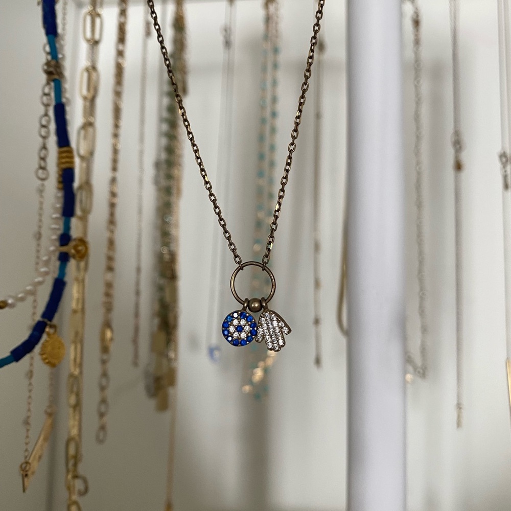 Double charm hamsa necklace